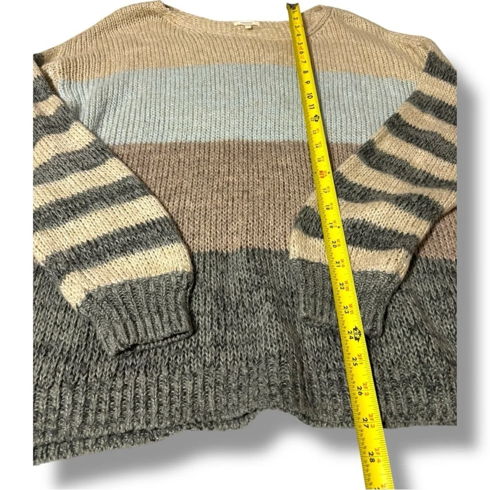 Maurices Elegant Colorblock Blue/Gray/Tan Lightweight Loose Fit Women's Sweater